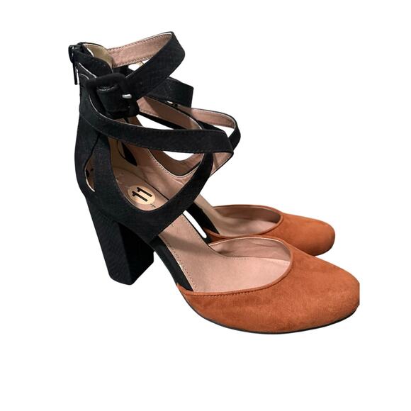 SIZE 11 NEW FREE PEOPLE VEGAN ATWOOD HEEL STRAPPY PUMP CEDAR SNAKE - Picture 1 of 5